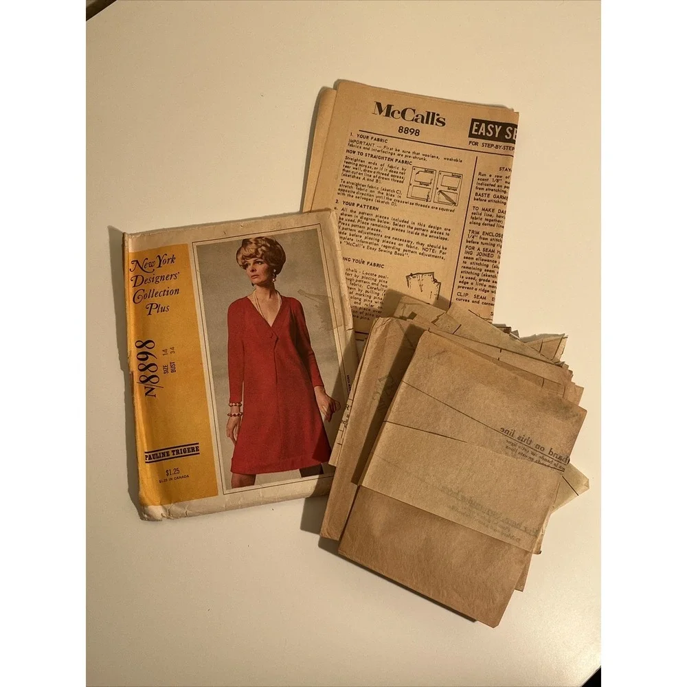 1967 Pauline Trigere McCalls N.Y. Designers Pattern Cut Complete Size 14 Bust 34